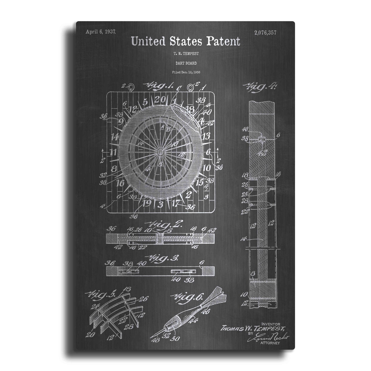 Luxe Metal Art 'Dart Vintage Patent Blueprint' by Epic Portfolio, Metal Wall Art