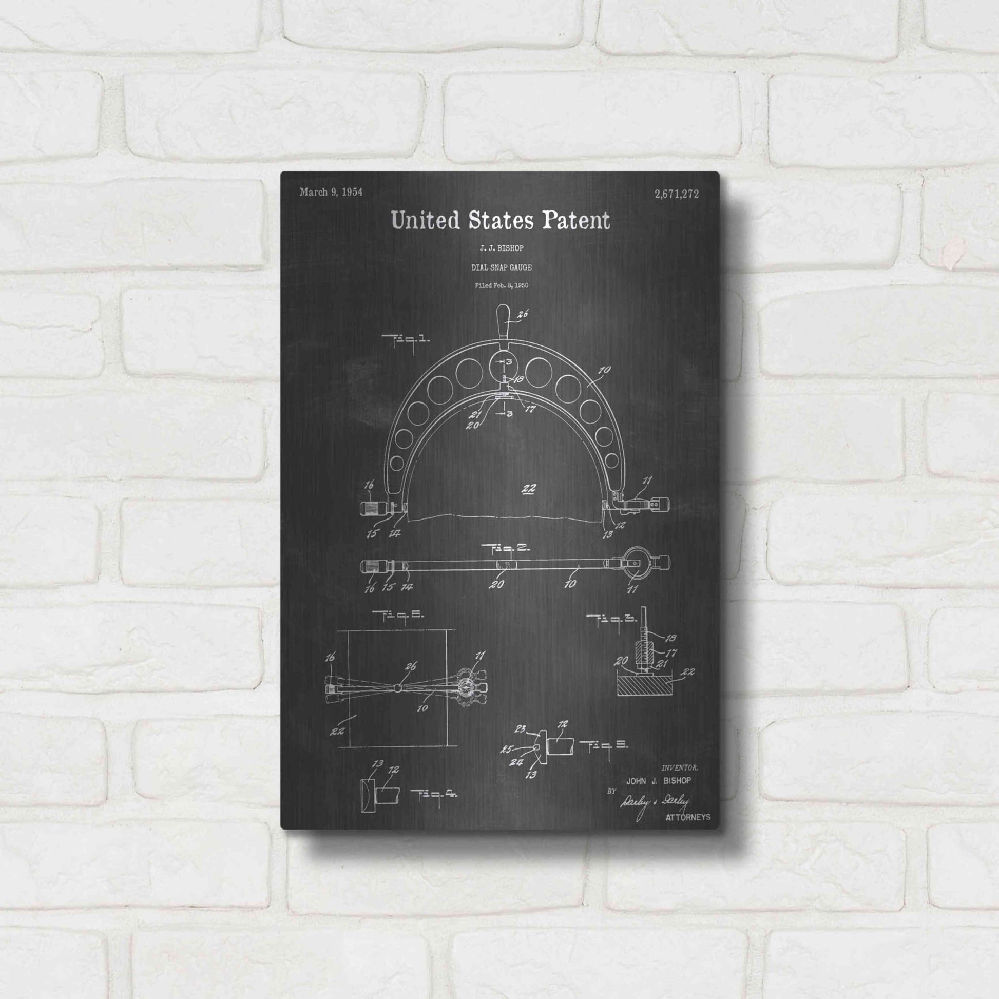 Luxe Metal Art 'Dial Snap Vintage Patent Blueprint' by Epic Portfolio, Metal Wall Art,12x16