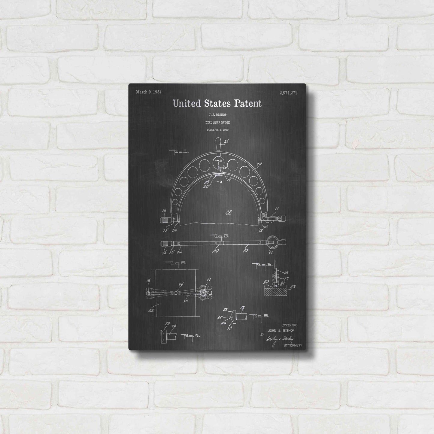 Luxe Metal Art 'Dial Snap Vintage Patent Blueprint' by Epic Portfolio, Metal Wall Art,16x24