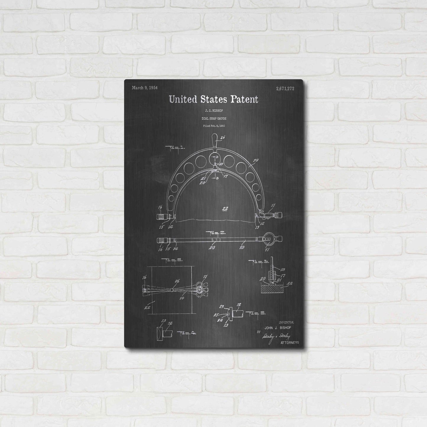 Luxe Metal Art 'Dial Snap Vintage Patent Blueprint' by Epic Portfolio, Metal Wall Art,24x36