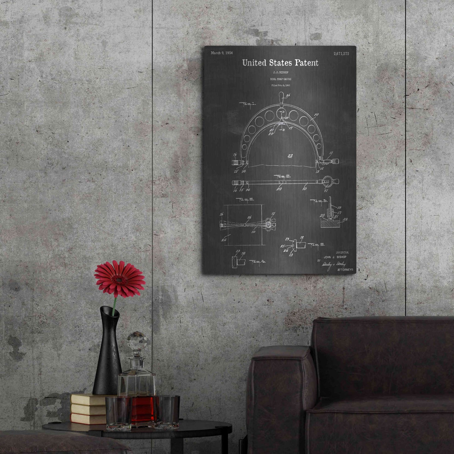 Luxe Metal Art 'Dial Snap Vintage Patent Blueprint' by Epic Portfolio, Metal Wall Art,24x36