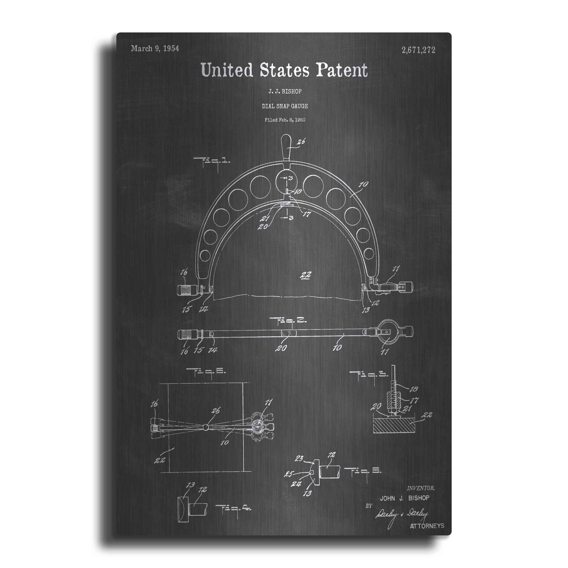 Luxe Metal Art 'Dial Snap Vintage Patent Blueprint' by Epic Portfolio, Metal Wall Art