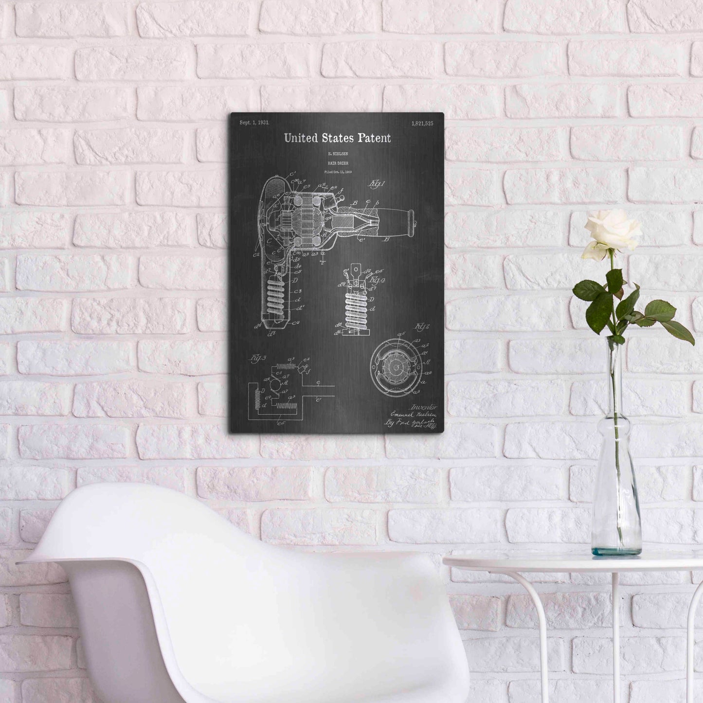 Luxe Metal Art 'Drier Vintage Patent Blueprint' by Epic Portfolio, Metal Wall Art,16x24