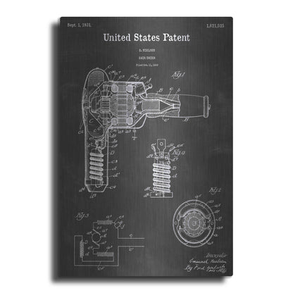 Luxe Metal Art 'Drier Vintage Patent Blueprint' by Epic Portfolio, Metal Wall Art