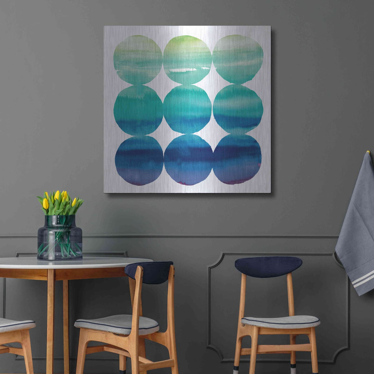 'Summer Dots III' by Elyse DeNeige – Metal Wall Art, 36x36 room view