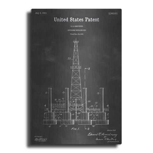 Luxe Metal Art 'Drilling Rig Vintage Patent Blueprint' by Epic Portfolio, Metal Wall Art