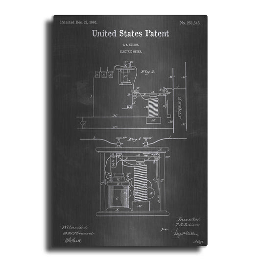 Luxe Metal Art 'Electric Meter Vintage Patent Blueprint' by Epic Portfolio, Metal Wall Art