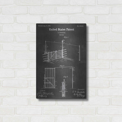 Luxe Metal Art 'Farm Gate Vintage Patent Blueprint' by Epic Portfolio, Metal Wall Art,16x24