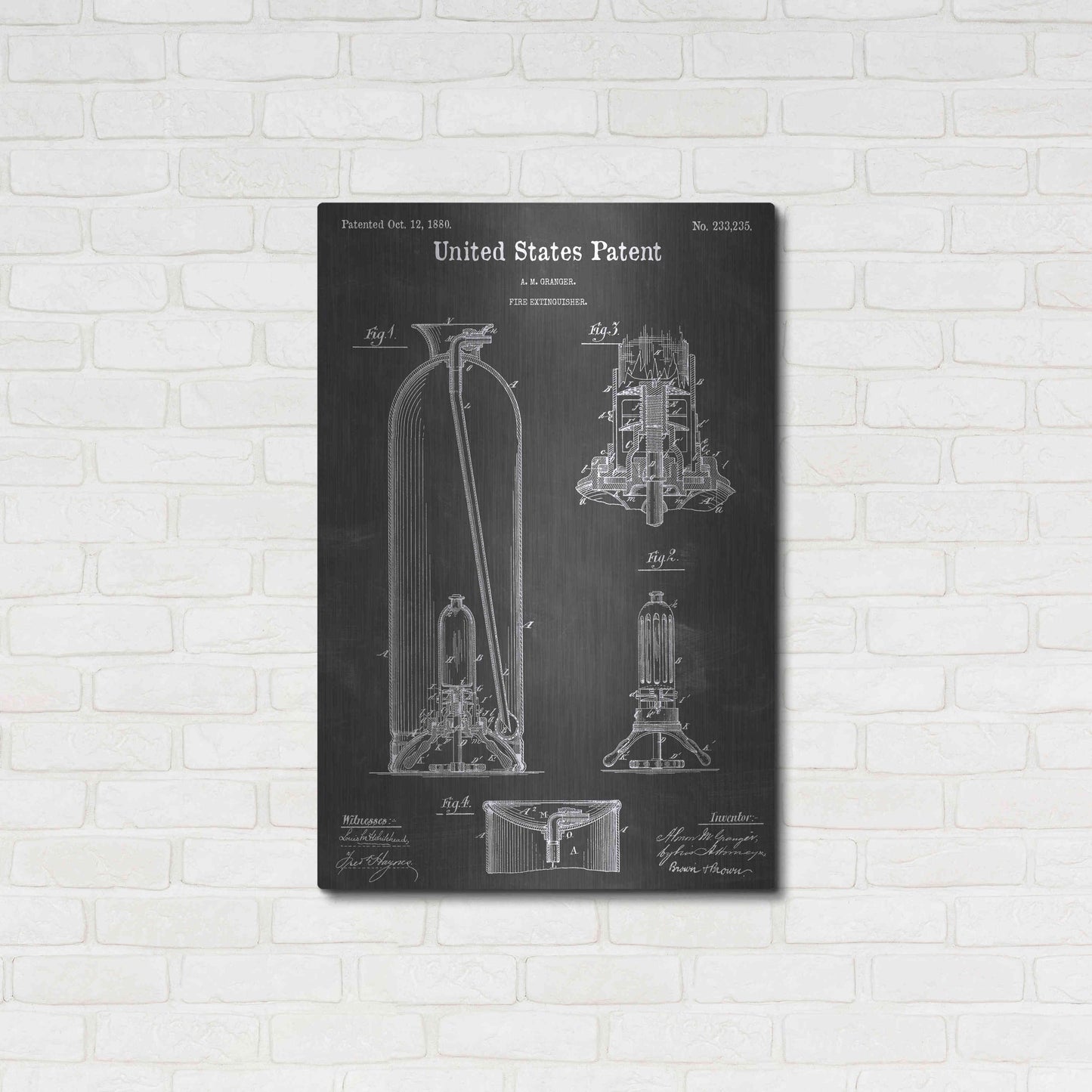 Luxe Metal Art 'Fire Extinguisher Vintage Patent Blueprint' by Epic Portfolio, Metal Wall Art,24x36