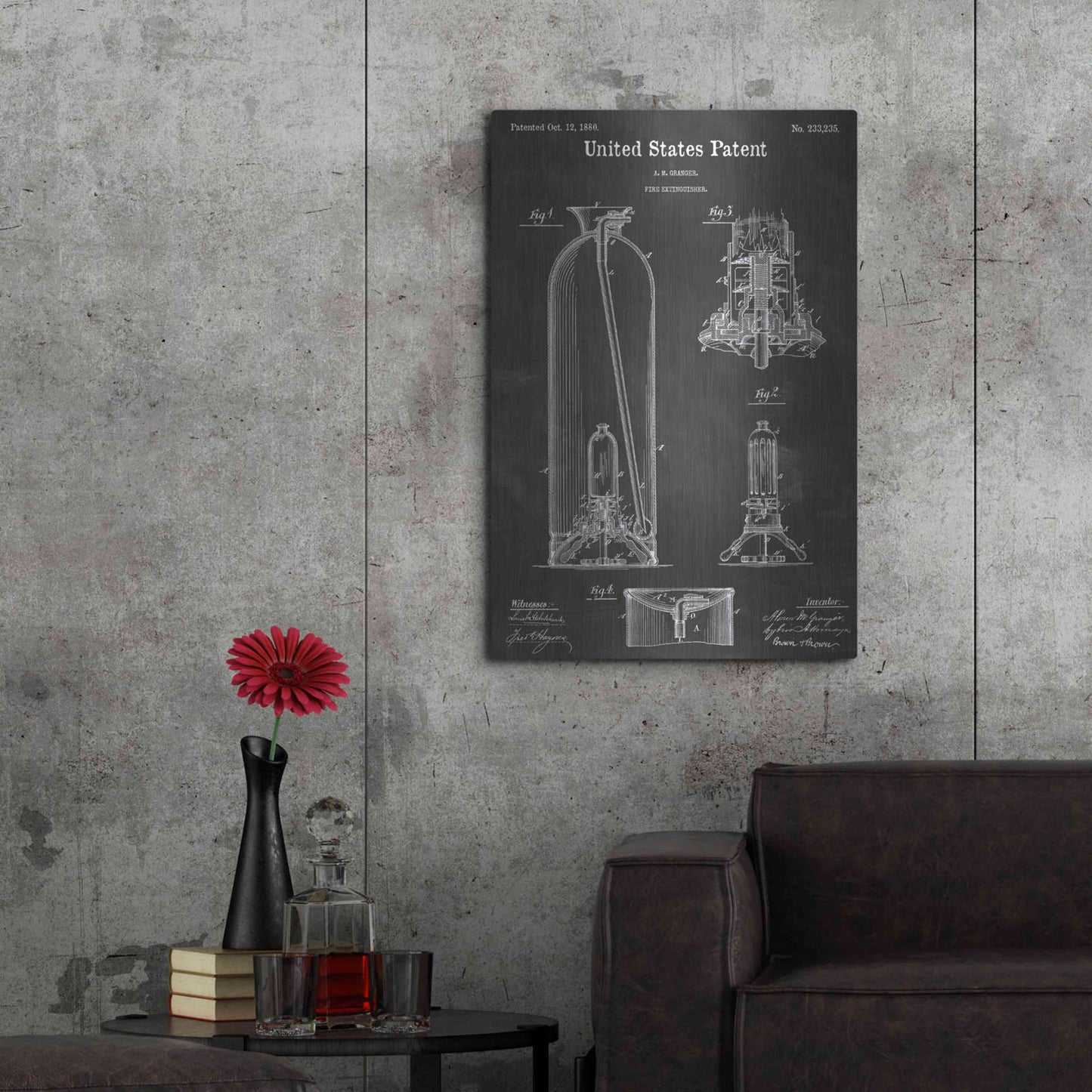 Luxe Metal Art 'Fire Extinguisher Vintage Patent Blueprint' by Epic Portfolio, Metal Wall Art,24x36