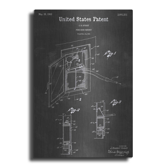 Luxe Metal Art 'Fire Hose Vintage Patent Blueprint' by Epic Portfolio, Metal Wall Art