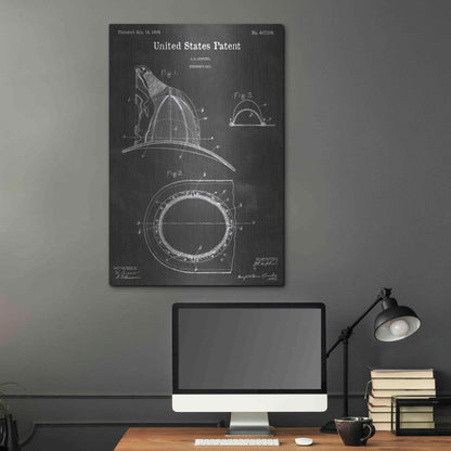 Luxe Metal Art 'Fireman Vintage Patent Blueprint' by Epic Portfolio, Metal Wall Art,24x36