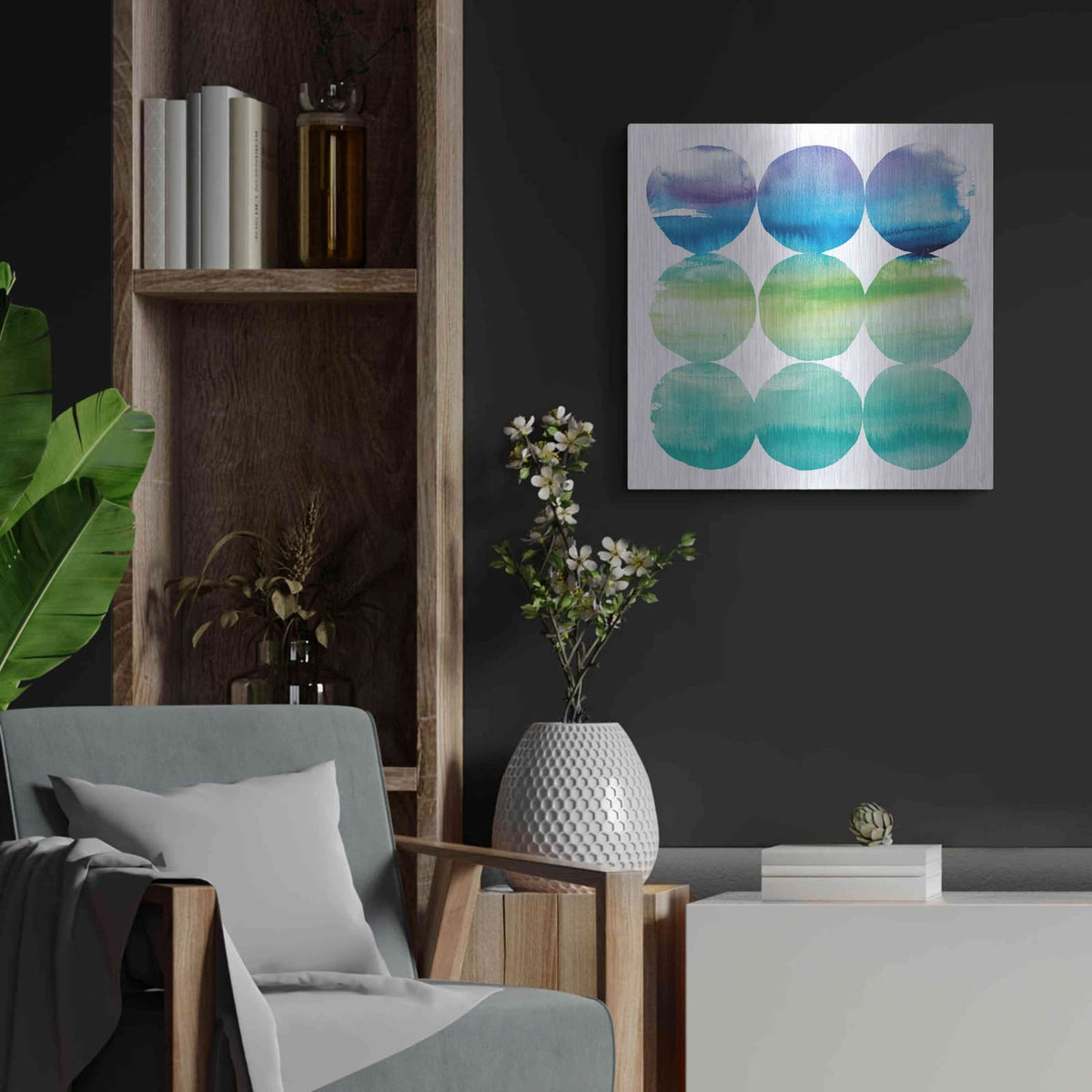 'Summer Dots II' by Elyse DeNeige – Metal Wall Art, 24x24 room view
