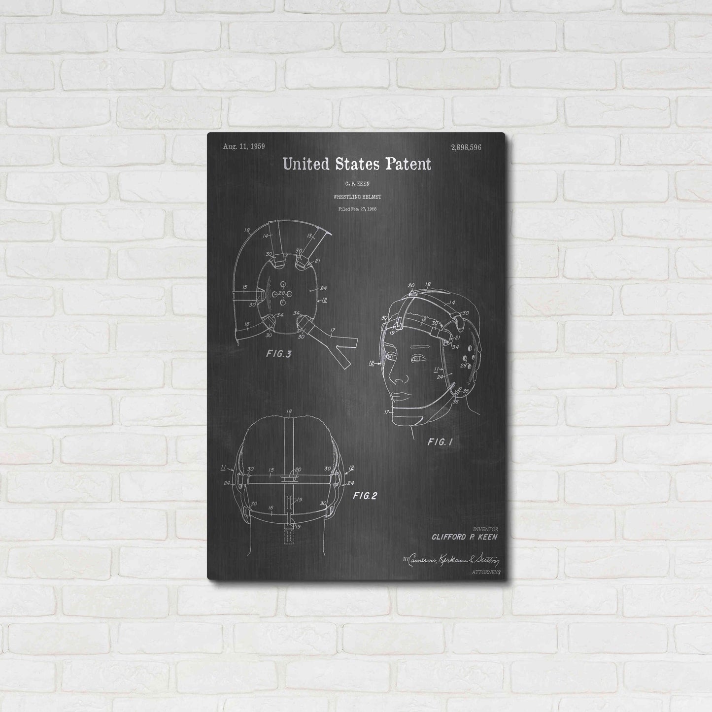 Luxe Metal Art 'Wrestling Vintage Patent Blueprint' by Epic Portfolio, Metal Wall Art,24x36