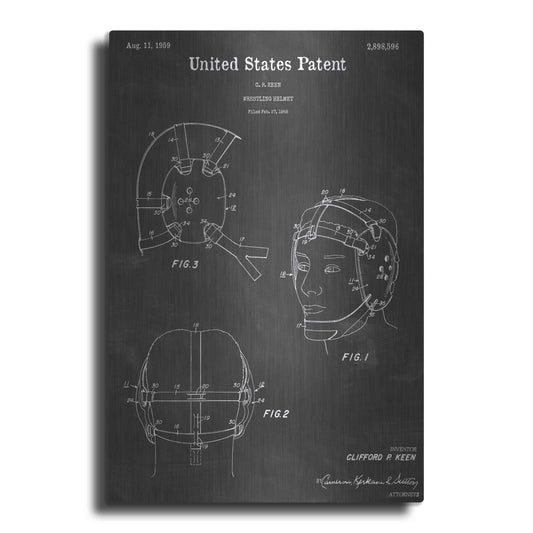 Luxe Metal Art 'Wrestling Vintage Patent Blueprint' by Epic Portfolio, Metal Wall Art