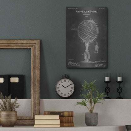 Luxe Metal Art 'Globe Vintage Patent Blueprint' by Epic Portfolio, Metal Wall Art,12x16