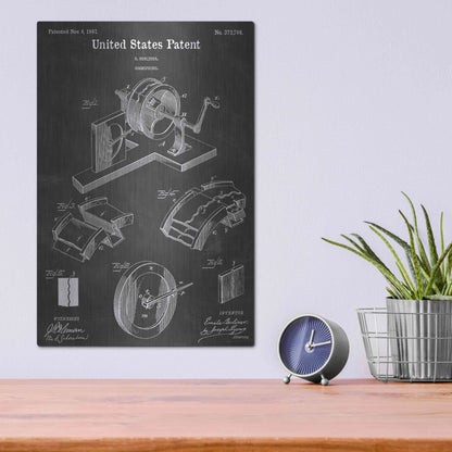 Luxe Metal Art 'Gramophone 1 Vintage Patent Blueprint' by Epic Portfolio, Metal Wall Art,12x16