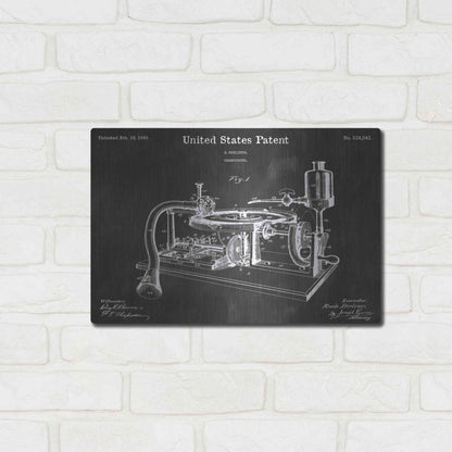 Luxe Metal Art 'Gramophone 2 Vintage Patent Blueprint' by Epic Portfolio, Metal Wall Art,16x12