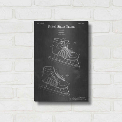 Luxe Metal Art 'Hockey Shoe Vintage Patent Blueprint' by Epic Portfolio, Metal Wall Art,12x16