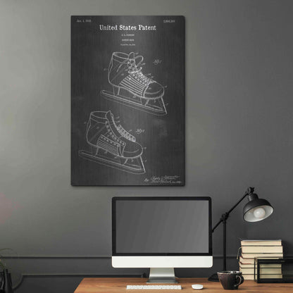 Luxe Metal Art 'Hockey Shoe Vintage Patent Blueprint' by Epic Portfolio, Metal Wall Art,24x36