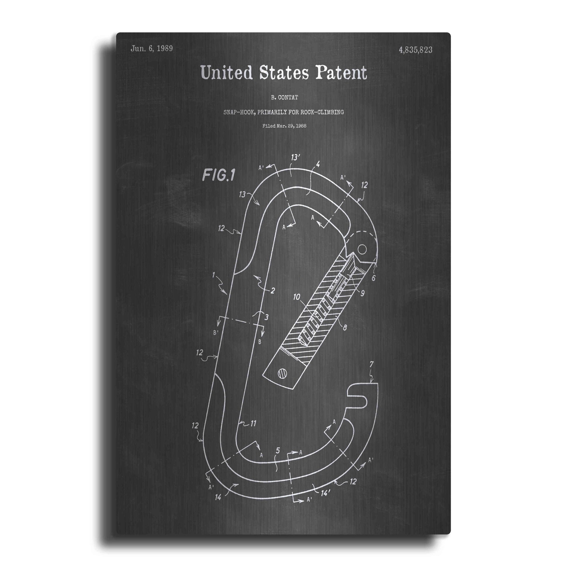 Luxe Metal Art 'Hook Vintage Patent Blueprint' by Epic Portfolio, Metal Wall Art