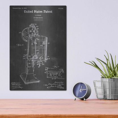 Luxe Metal Art 'Ice Cream Machine Vintage Patent Blueprint' by Epic Portfolio, Metal Wall Art,12x16