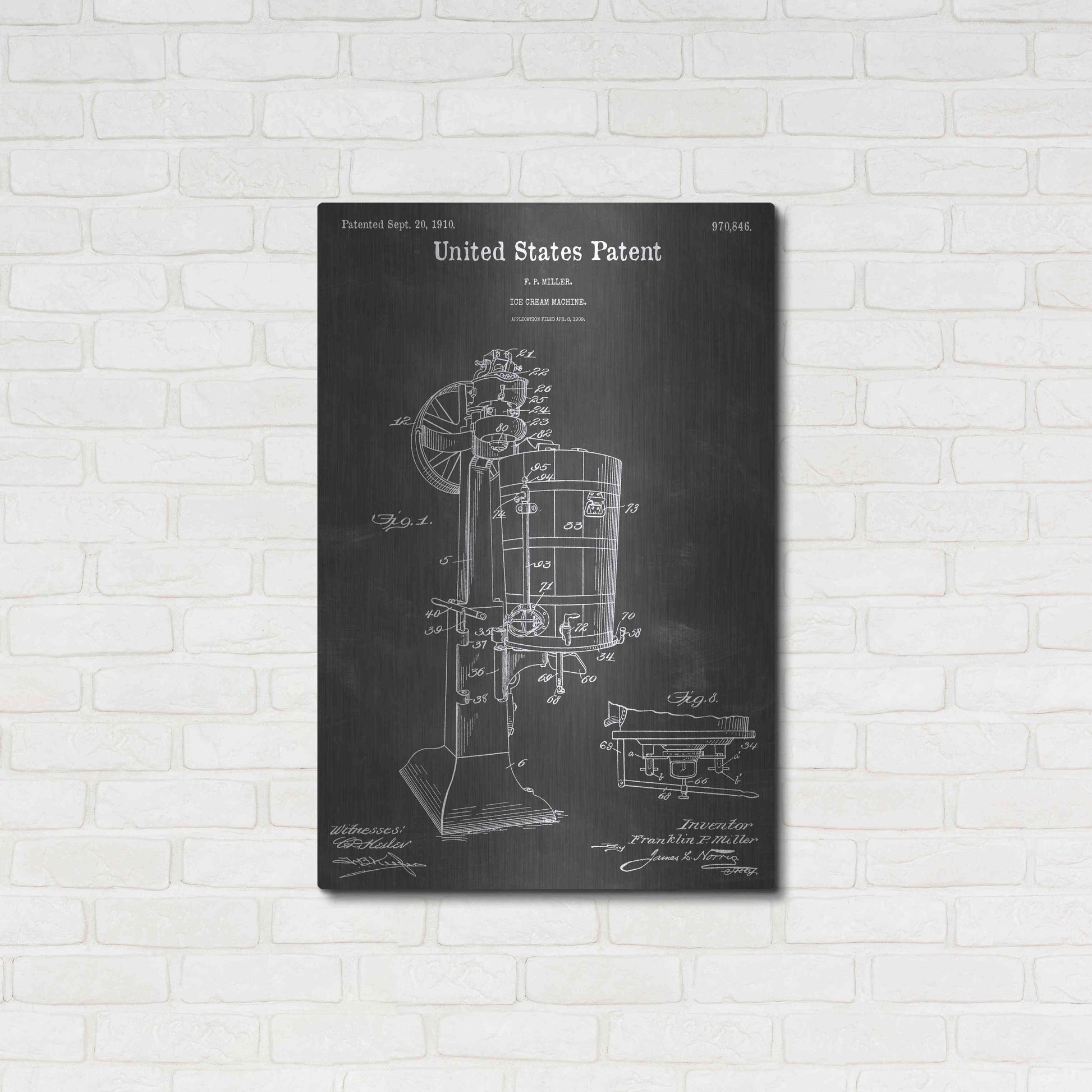 Luxe Metal Art 'Ice Cream Machine Vintage Patent Blueprint' by Epic Portfolio, Metal Wall Art,24x36