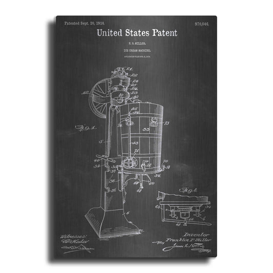 Luxe Metal Art 'Ice Cream Machine Vintage Patent Blueprint' by Epic Portfolio, Metal Wall Art