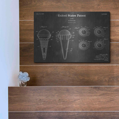 Luxe Metal Art 'Ice Cream Vintage Patent Blueprint' by Epic Portfolio, Metal Wall Art,16x12