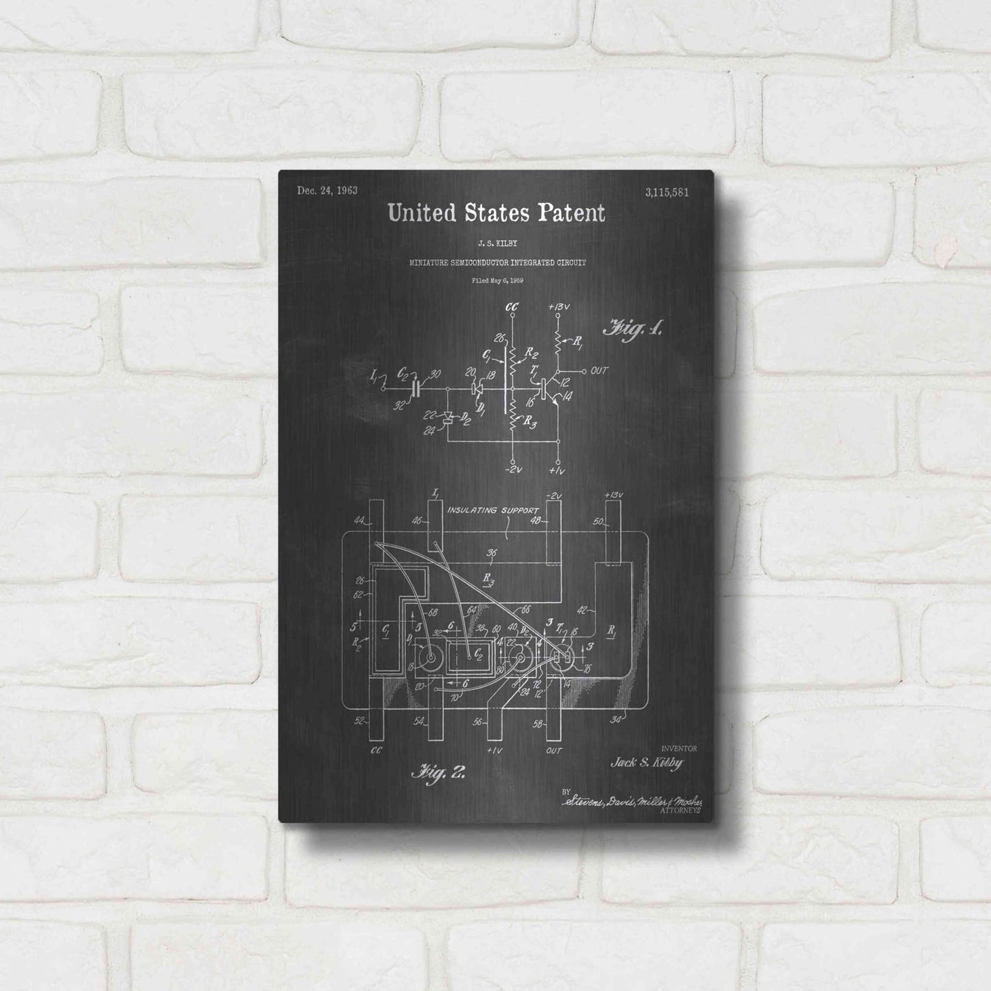 Luxe Metal Art 'Integrated Circuit Vintage Patent Blueprint' by Epic Portfolio, Metal Wall Art,12x16