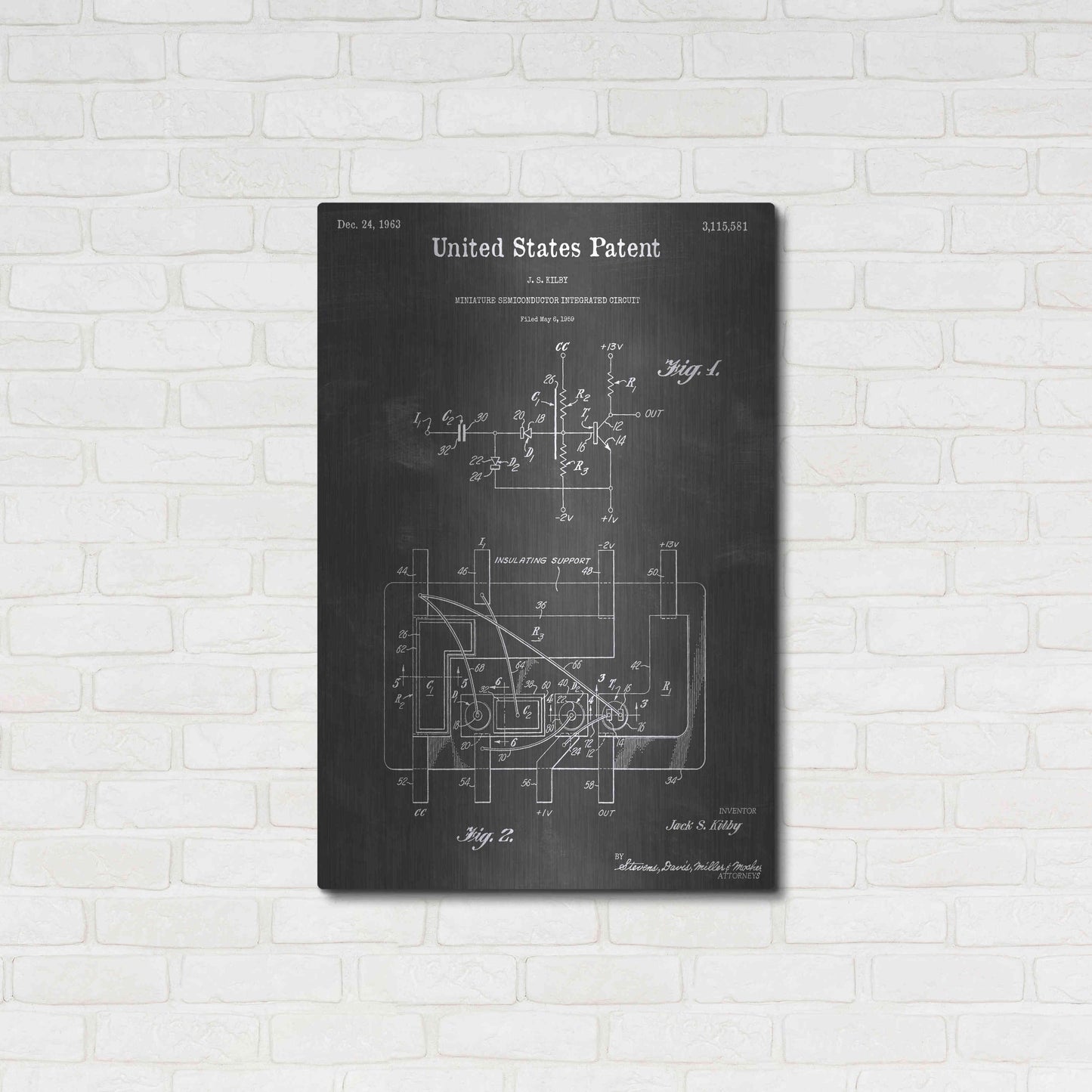 Luxe Metal Art 'Integrated Circuit Vintage Patent Blueprint' by Epic Portfolio, Metal Wall Art,24x36