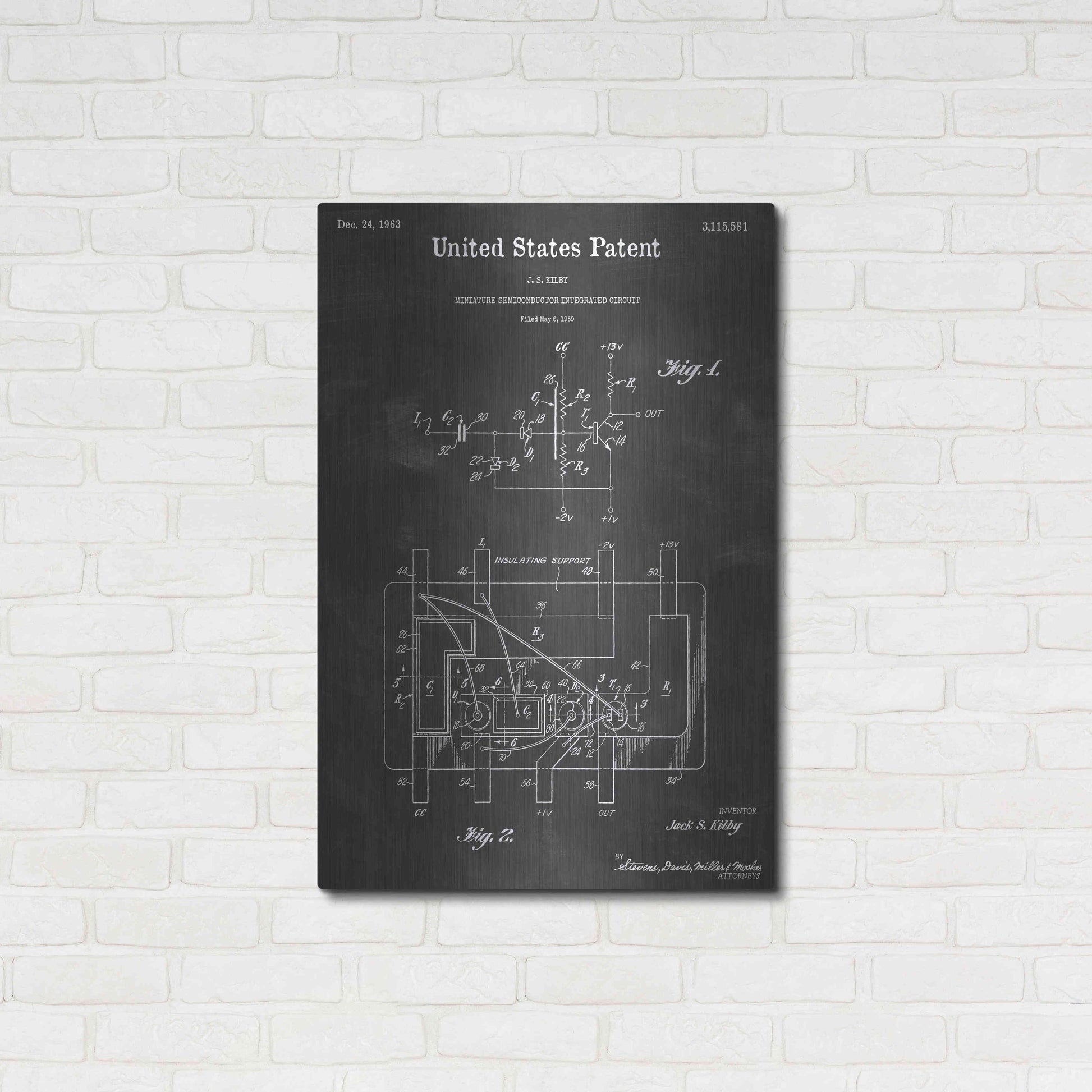 Luxe Metal Art 'Integrated Circuit Vintage Patent Blueprint' by Epic Portfolio, Metal Wall Art,24x36