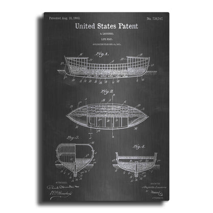 Luxe Metal Art 'Lifeboat Vintage Patent Blueprint' by Epic Portfolio, Metal Wall Art