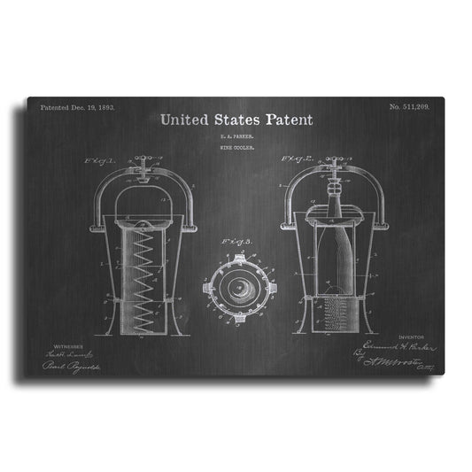 Luxe Metal Art 'Wine Cooler Vintage Patent Blueprint' by Epic Portfolio, Metal Wall Art