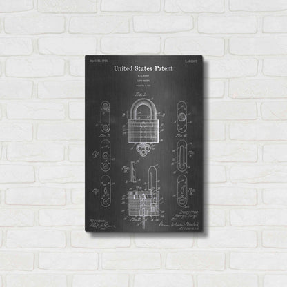 Luxe Metal Art 'Lock Vintage Patent Blueprint' by Epic Portfolio, Metal Wall Art,16x24