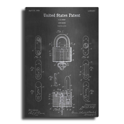 Luxe Metal Art 'Lock Vintage Patent Blueprint' by Epic Portfolio, Metal Wall Art