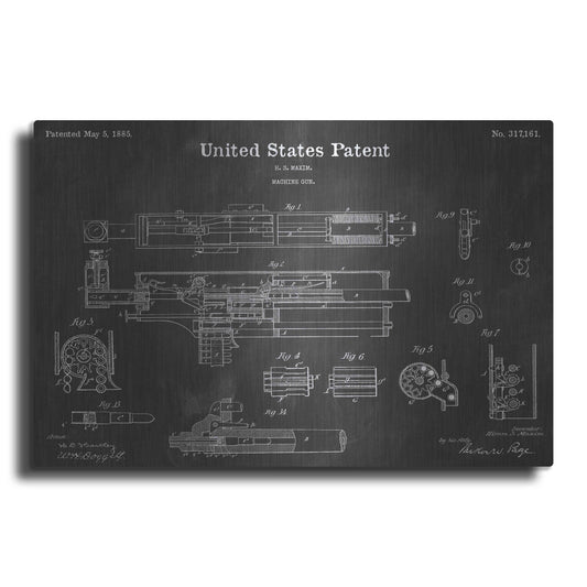 Luxe Metal Art 'Machine Gun Vintage Patent Blueprint' by Epic Portfolio, Metal Wall Art