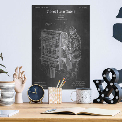 Luxe Metal Art 'Mailbox Vintage Patent Blueprint' by Epic Portfolio, Metal Wall Art,12x16