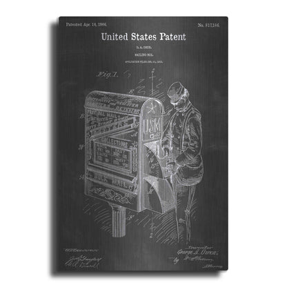 Luxe Metal Art 'Mailbox Vintage Patent Blueprint' by Epic Portfolio, Metal Wall Art