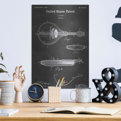 Luxe Metal Art 'Mandolin Vintage Patent Blueprint' by Epic Portfolio, Metal Wall Art,12x16