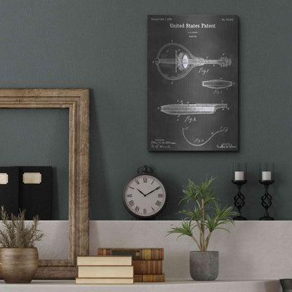 Luxe Metal Art 'Mandolin Vintage Patent Blueprint' by Epic Portfolio, Metal Wall Art,12x16