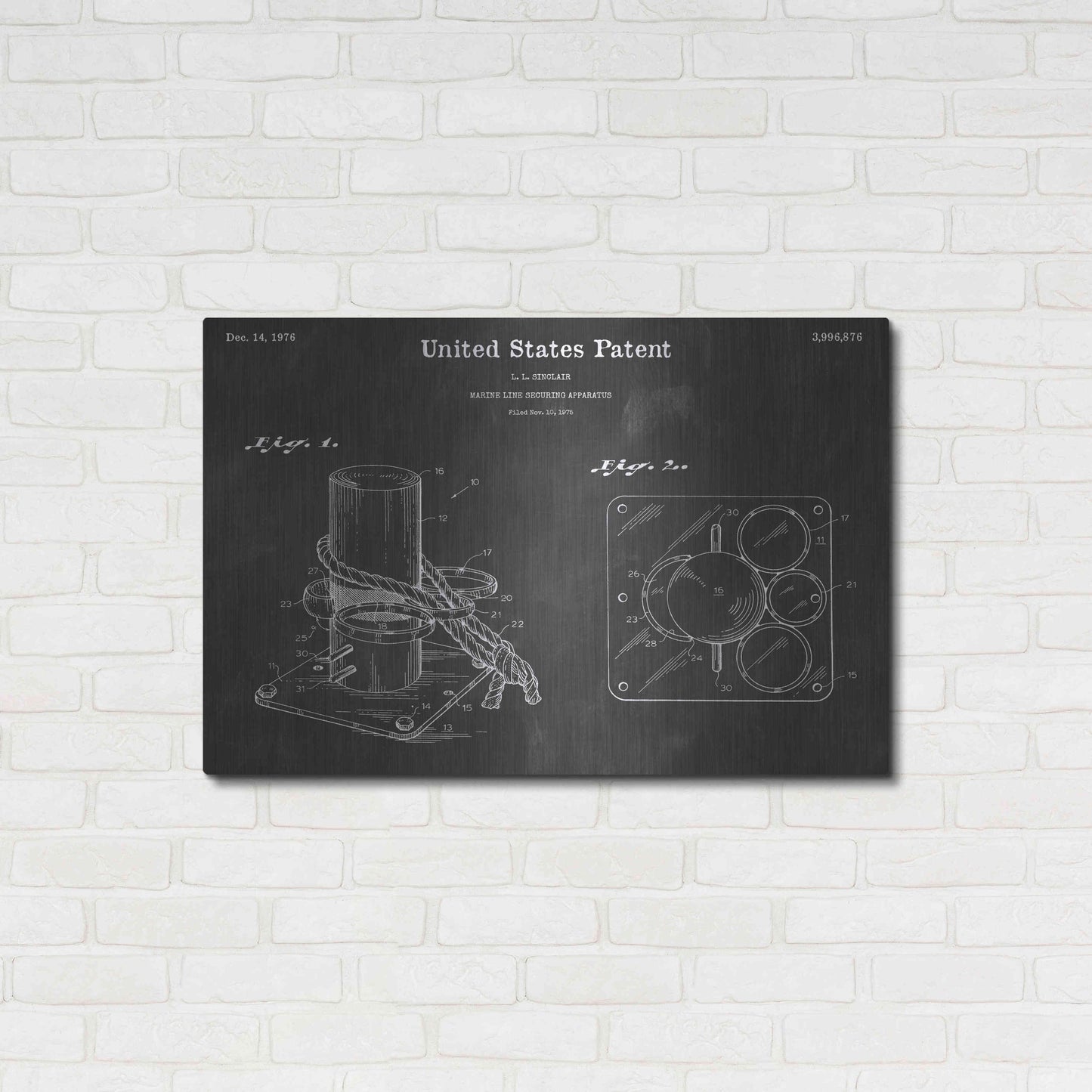 Luxe Metal Art 'Marine Vintage Patent Blueprint' by Epic Portfolio, Metal Wall Art,36x24