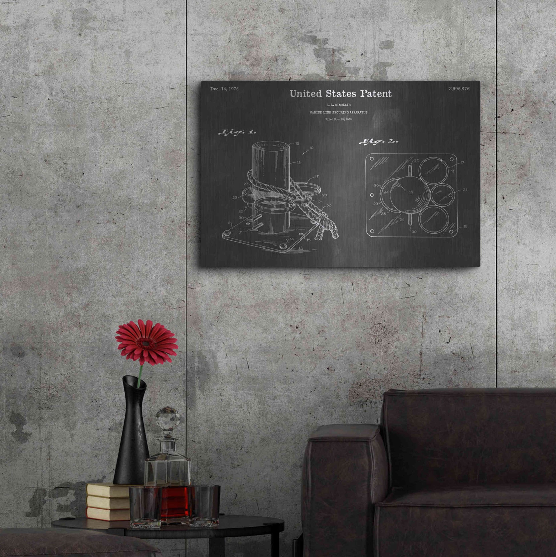 Luxe Metal Art 'Marine Vintage Patent Blueprint' by Epic Portfolio, Metal Wall Art,36x24