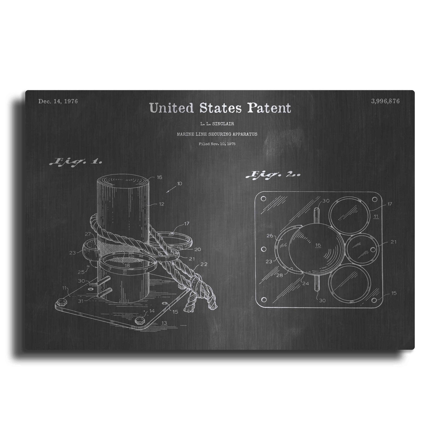 Luxe Metal Art 'Marine Vintage Patent Blueprint' by Epic Portfolio, Metal Wall Art