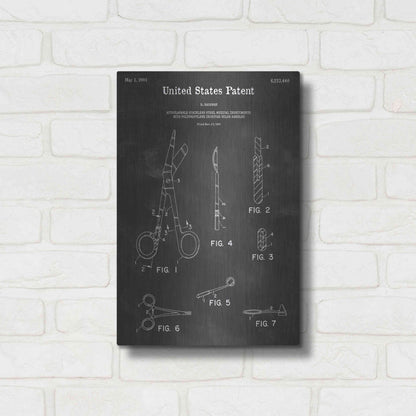 Luxe Metal Art 'Medical Instrument Vintage Patent Blueprint' by Epic Portfolio, Metal Wall Art,12x16
