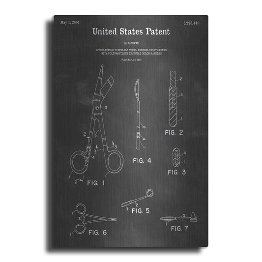 Luxe Metal Art 'Medical Instrument Vintage Patent Blueprint' by Epic Portfolio, Metal Wall Art