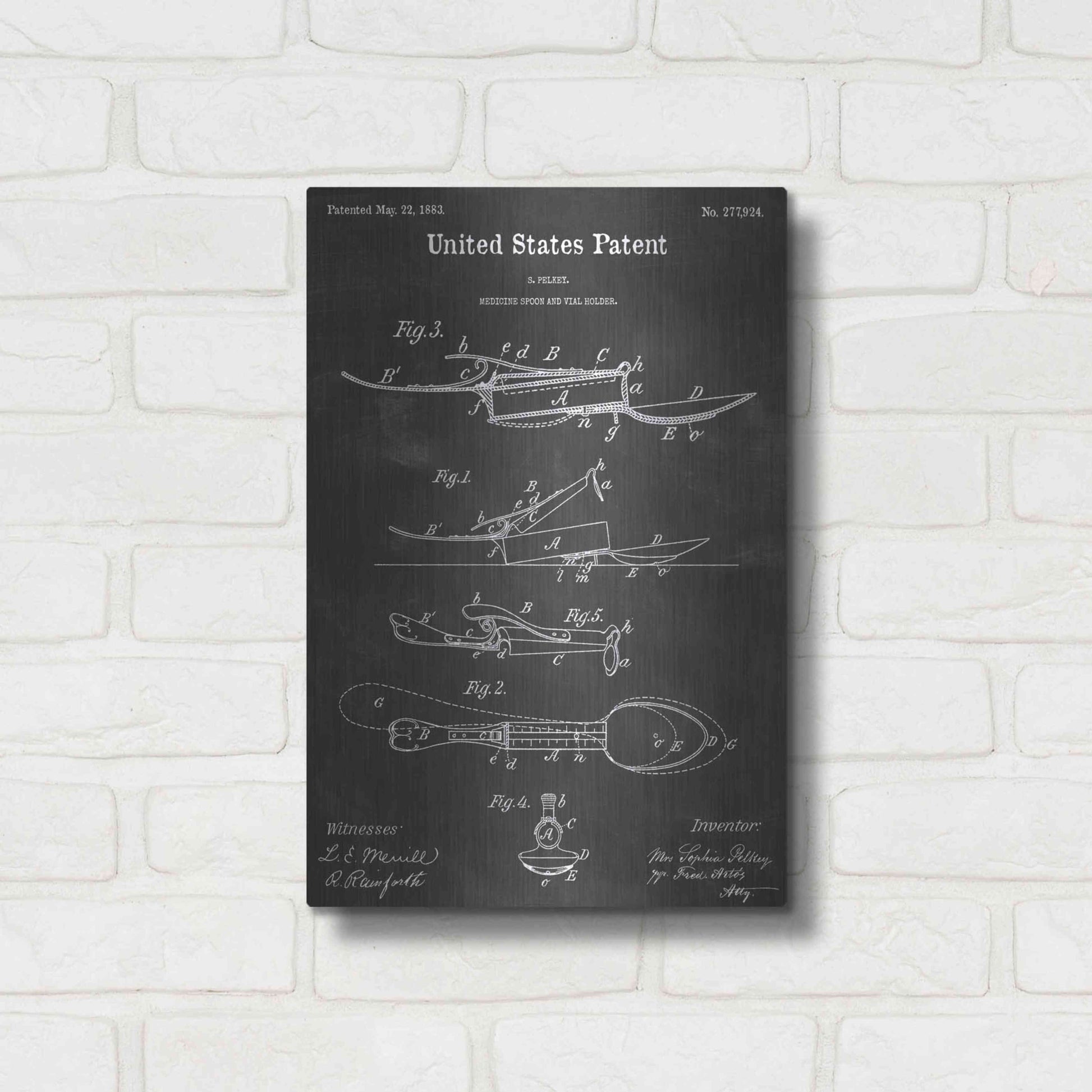 Luxe Metal Art 'Medicine Spoon Vintage Patent Blueprint' by Epic Portfolio, Metal Wall Art,12x16