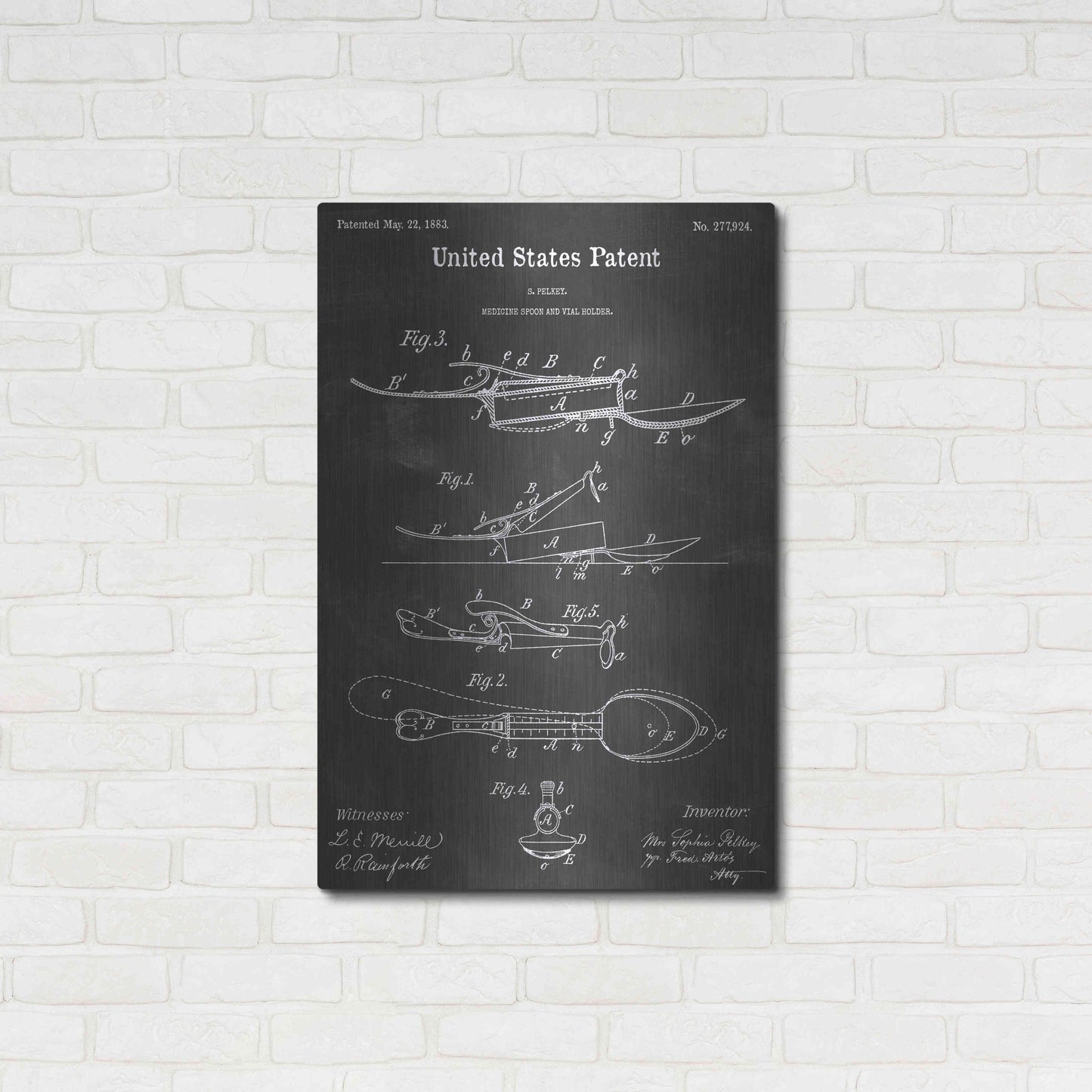 Luxe Metal Art 'Medicine Spoon Vintage Patent Blueprint' by Epic Portfolio, Metal Wall Art,24x36