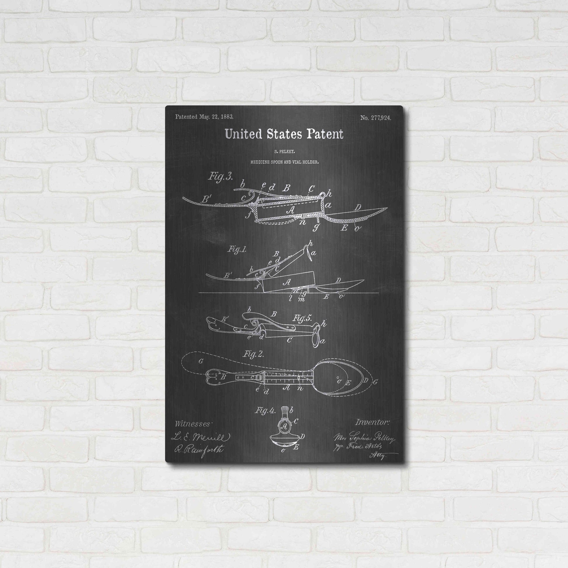 Luxe Metal Art 'Medicine Spoon Vintage Patent Blueprint' by Epic Portfolio, Metal Wall Art,24x36