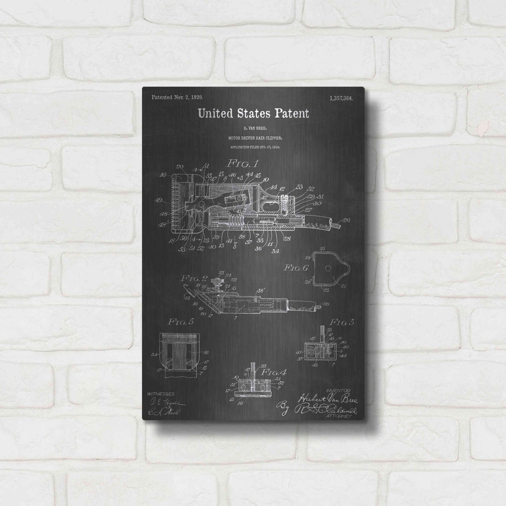 Luxe Metal Art 'Motor Hair Clipper Vintage Patent Blueprint' by Epic Portfolio, Metal Wall Art,12x16